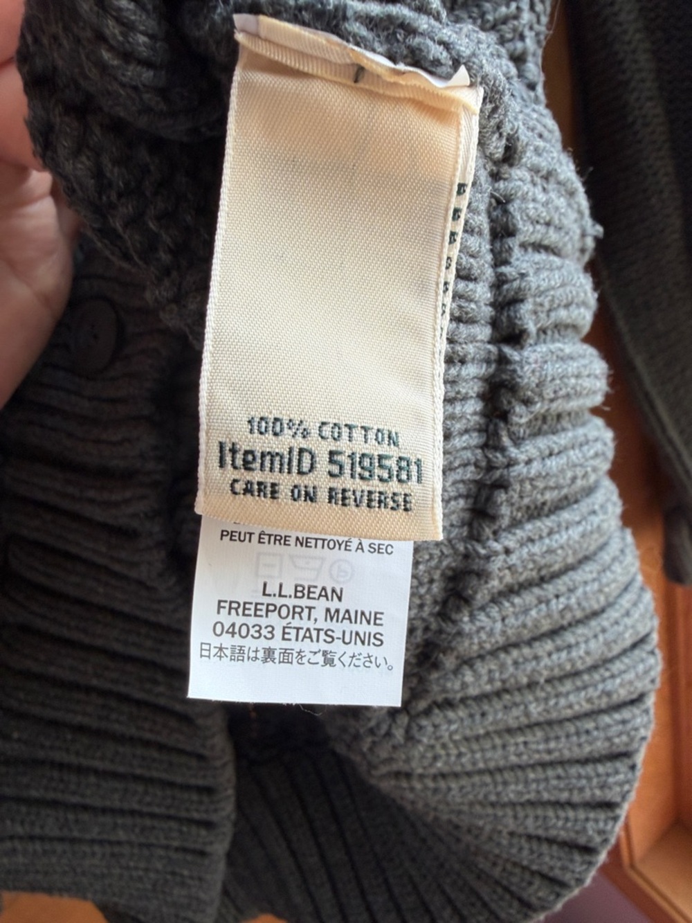 L.L. Bean Charcoal Gray Cable Fisherman Knit Button Cardigan Women’s Small - Picture 3 of 6